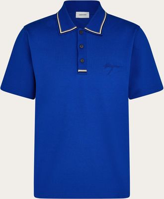 Ferragamo Uomo Polo con firma ricamata Blu
