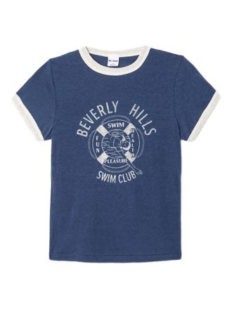 Re/Done ringer swim club tee - women - Viscose/Cotton - L - Blue
