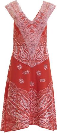Roberto Cavalli Bandana Print Lace Detail Dress, Brand Size 38 ( US Size 4 )