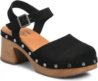Kork-ease Tribecca Ankle Strap Platform Clog in Black Suede at Nordstrom, Size 10