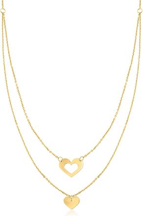 RS Pure Ross-Simons Italian 14kt Yellow Gold Heart Double Necklace