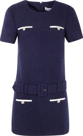 Self Portrait Navy Boucle Mini Dress