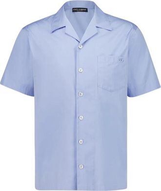 Dolce & Gabbana Hawaii Katoenen Overhemd - Heren - Korte mouwen Overhemden - Blauw - L - Katoen - Overhemden