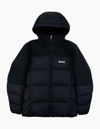 HUGO BOSS Mens Hugo Boss Hamar1 Logo Detail Down Jacket Navy 402 - Black - Size: 38/Regular