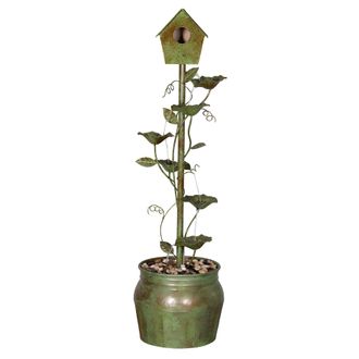 PRIMROSE Enchanted Zinc Bird Box Cascading Water Feature 130cm in Grey