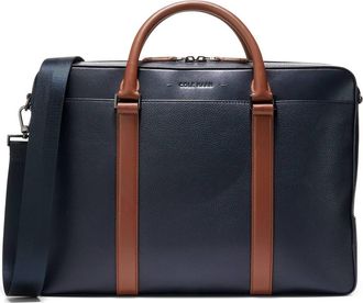 Cole Haan Triboro Leather Briefcase in Navy/New British Tan at Nordstrom
