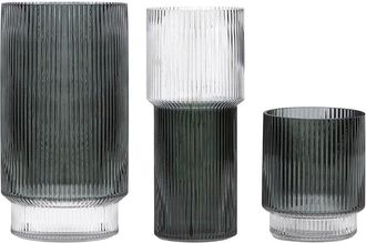 Safavieh Set Of 3 Zinc Fluted Glass Vases