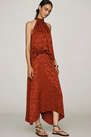 Farm Rio Jaquard Asymmetrical Midi Skirt