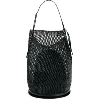 Alaia Large Hip Leather Net Bucket Bag in Noir at Nordstrom