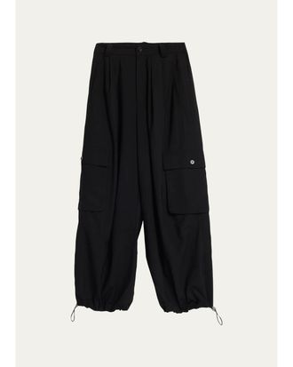 Sea New York Jemima Wool Balloon-Leg Crop Cargo Pants
