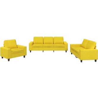 vidaXL Juego De Sof&aacute;s 3 Piezas Tela Amarillo Claro Vidaxl