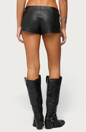 Edikted Jessica Faux Leather Shorts in Black at Nordstrom, Size X-Small
