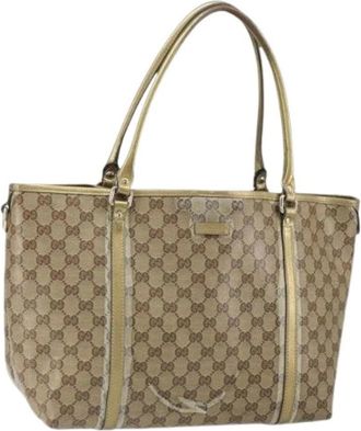 Gucci Pre-owned Tote Bags, female, Beige, Size: ONE SIZE Pre-owned Canvas Tote Bag