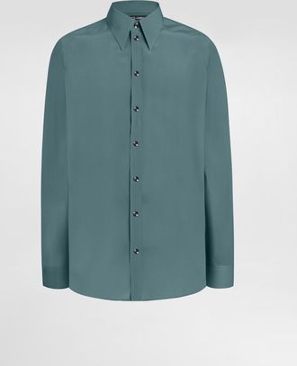 Dolce & Gabbana Silk Cr&ecirc;pe De Chine Gold Shirt - Man Shirts Green Silk 37