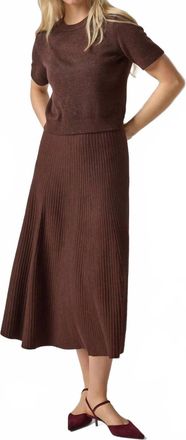 Lilla P Womens Flared Knit Skirt In Brown