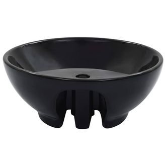 Berkfield Home Full Wash Basin with Overflow 46.5x18 cm Ceramic Black