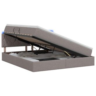 vidaXL Cama De Almacenamiento Led Con Colch&oacute;n Topo 140 X 200 Cm Tela Vidaxl