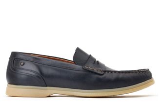 Base London Marlin Penny Mens Leather Loafer Shoes - Navy - Size UK 12