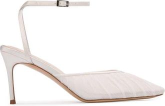 Black Suede Studio Melody 80 Pump in White Tulle at Nordstrom, Size 39.5