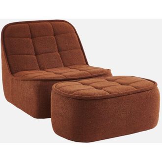 Sweeek Sweeek - Sill&oacute;n Borreguito De 1 Plaza + Reposapi&eacute;s, Boni, Terracotta, 93x104x85 Cm