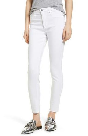 AG - Adriano Goldschmied The Farrah High Waist Raw Hem Ankle Skinny Jeans in Wht White at Nordstrom Rack, Size 23