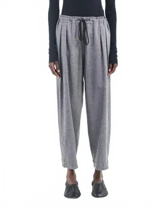 Maria McManus Womens Barrel Leg Drawstring Trouser In Charcoal Tweed