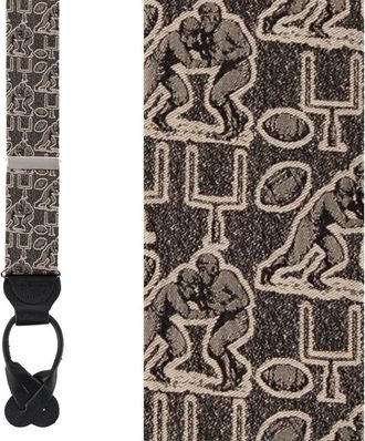 Trafalgar Store Field Goal Football Themed Novelty Silk Button End Suspenders in Dark Taupe at Nordstrom