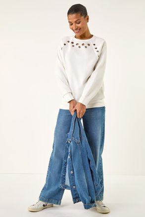 Roman Eyelet Detail Stretch Top