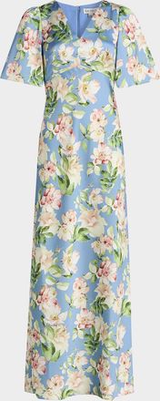 Sachin & Babi Sabette Floral-Print Satin Maxi Dress