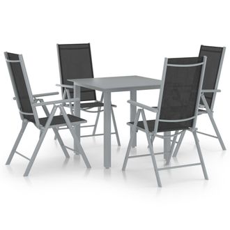 vidaXL Conjunto De Comedor De 5 Piezas Para Jard&iacute;n De Aluminio Plateado Y Negro
