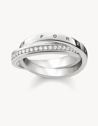 Thomas Sabo Anello inciso tonalit&agrave; argento e bianco