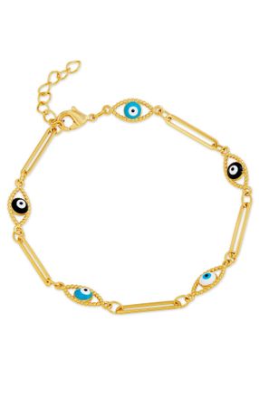 Savvy Cie Jewels 14K GOLD PLATED OVER BRASS ENAMEL EVIL EYE BRACELET