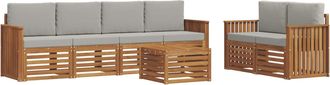 vidaXL Conjunto De Sof&aacute;s De Exterior 7 Uds. Natural Y Gris Claro Vidaxl