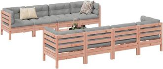 vidaXL Set De Sof&aacute;s Jard&iacute;n 9 Pzas Con Cojines Madera De Abeto Douglas Vidaxl