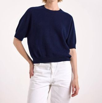 Brodie Paige Cashmere Tee In Navy