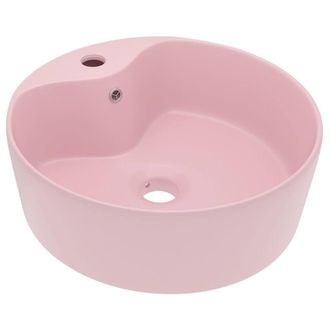 Berkfield Home Luxury Wash Basin with Overflow Matt Pink 36x13 cm Ceramic