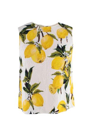 Dolce & Gabbana Yellow Lemon Printed Blouse Size XXS