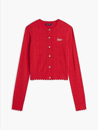 Tommy Hilfiger Slim vest met pointelle en vlag