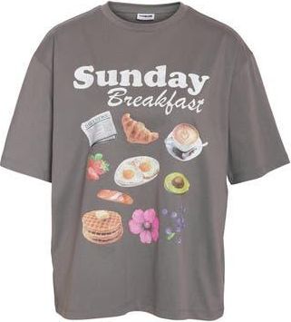 Noisy May Kara Oversize Organic Cotton Graphic T-Shirt in Charcoal Gray Print at Nordstrom Rack, Size X-Small