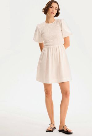 Omnes Womens Terri Mini Dress in White - Tan - Size: 12