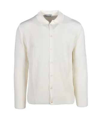 Daniele Alessandrini White Acrylic-Blend Ribbed Cardigan