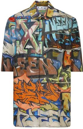 Off-white Black Polyamide Pattern Mens Shirt