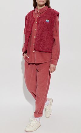 American Vintage Fleece Vest With Logo Patch, Womens, Red