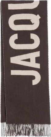 Jacquemus Stijlvolle Wollen Sjaal met Logo - Dames - Wintersjaals - Bruin - ONE Size - Wol - Accessoires