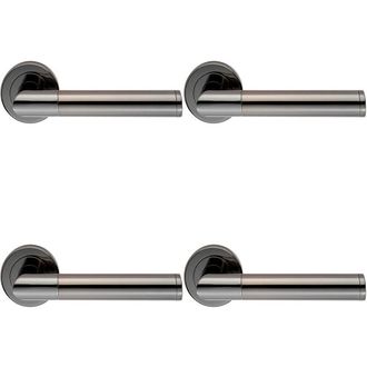 Loops 4x PAIR Sectional Round Bar Handle on Round Rose Concealed Fix Black Nickel in Metallics