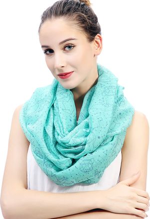 Lina & Lily Constellation Print Lightweight Snood Scarf (Turquoise)
