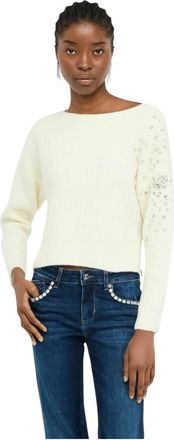 Liu Jo Maglia Chiusa M/L - Dames - Ronde hals truien - Wit - L - Polyester - Truien & Vesten