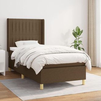 vidaXL Cama Box Spring Con Colch&oacute;n Tela Marr&oacute;n Oscuro 90x190 Cm Vidaxl