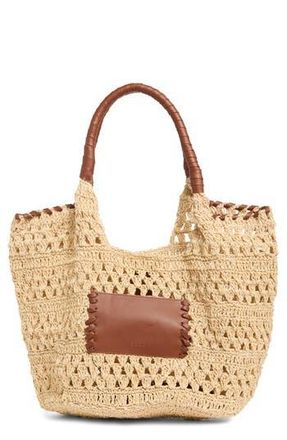 Collection XIIX Crochet Raffia Tote Bag in Cognac/Natural at Nordstrom Rack