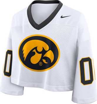 Nike Iowa Logo Nike Womens Dri-FIT College Cropped Jersey in White | 03O3064NIA-2B9